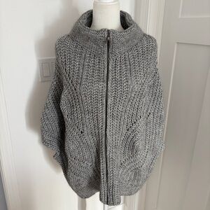 Anthropologie Elsamanda Alpaca Blend Chunky Knit Zip Cardigan Italy One Size*P31